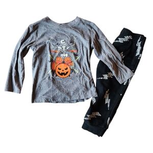 Cat & Jack Halloween 2-piece Long Sleeve Shirt & Pants Set Size 3T Gray Black